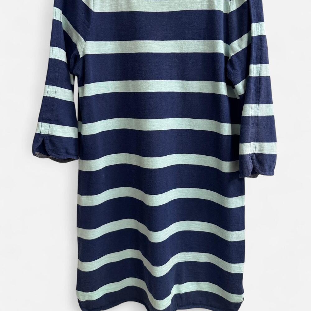 Navy and teal striped cotton